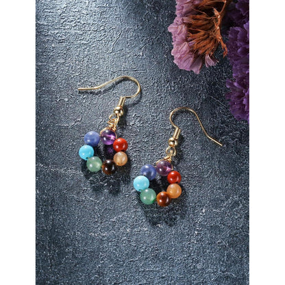 Chakra Ohrstecker 7 Steine Ohrringe Healing Reiki Damen