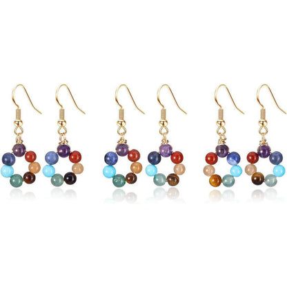 Chakra Ohrstecker 7 Steine Ohrringe Healing Reiki Damen