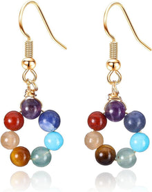 7 Chakra Ohrstecker Damenschmuck mit bunten Steinen