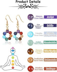 Chakra Ohrstecker 7 Steine Ohrringe Healing Reiki Damen