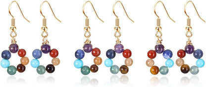Jovivi 7 Chakra Ohrstecker Damen Edelstein Ohrringe Blume Healing Reiki Steine
