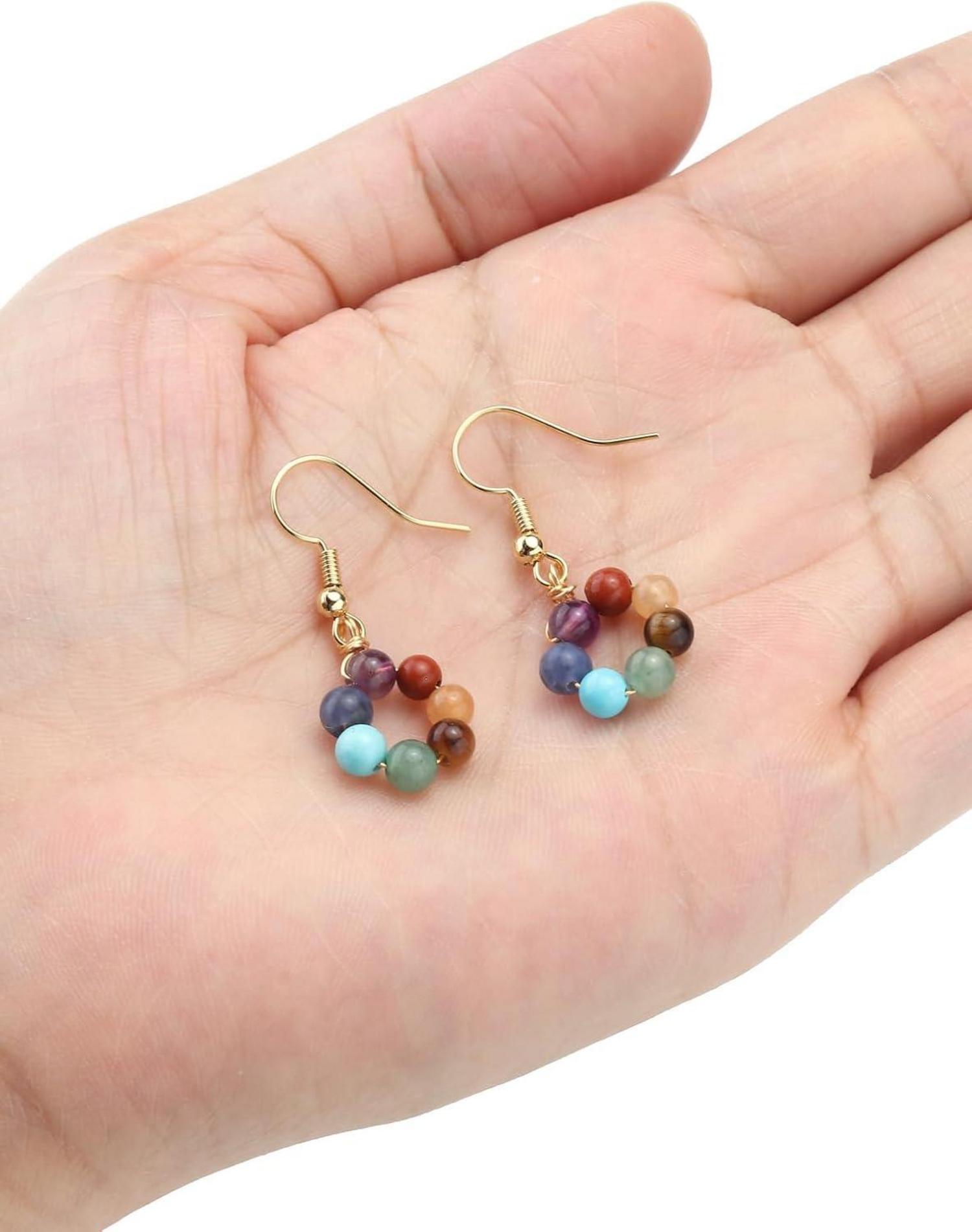 Chakra Ohrringe 7 Steine Edelstein Healing Reiki Ohrschmuck
