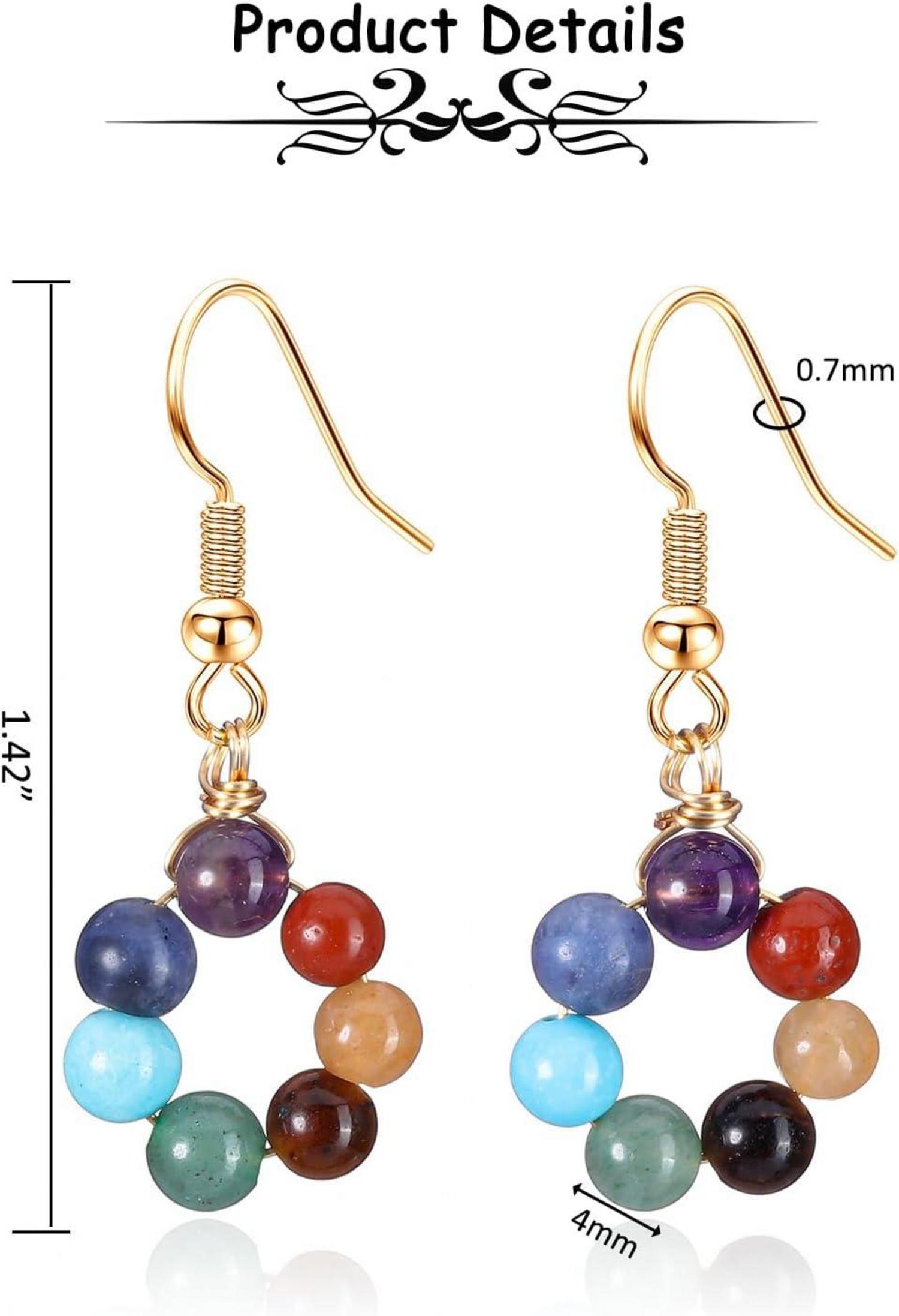 Chakra Ohrringe bunte Steine Blume Ohrstecker Damen Healing Reiki