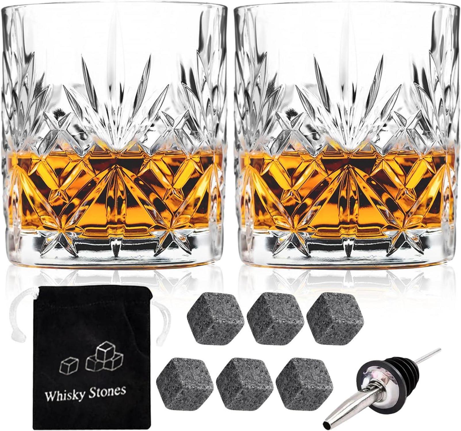 Vintage Whiskygläser Set 2er 300 ml Kristallglas Trinkgläser Scotch