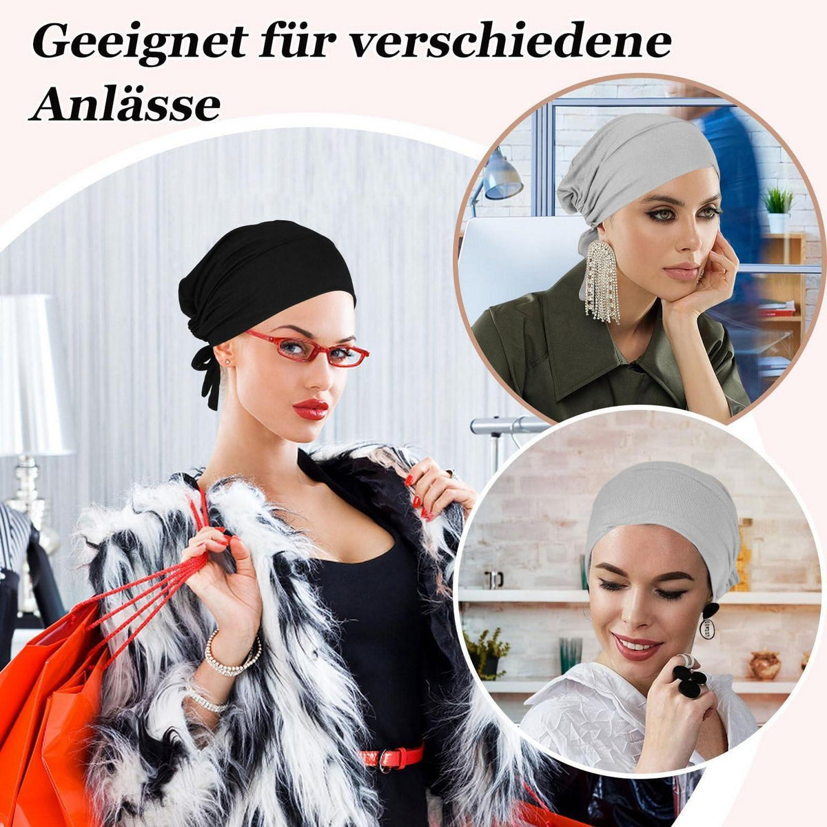 2er Pack Turban Damen Hijab Undercap mit Bindeband Modal-Baumwolle