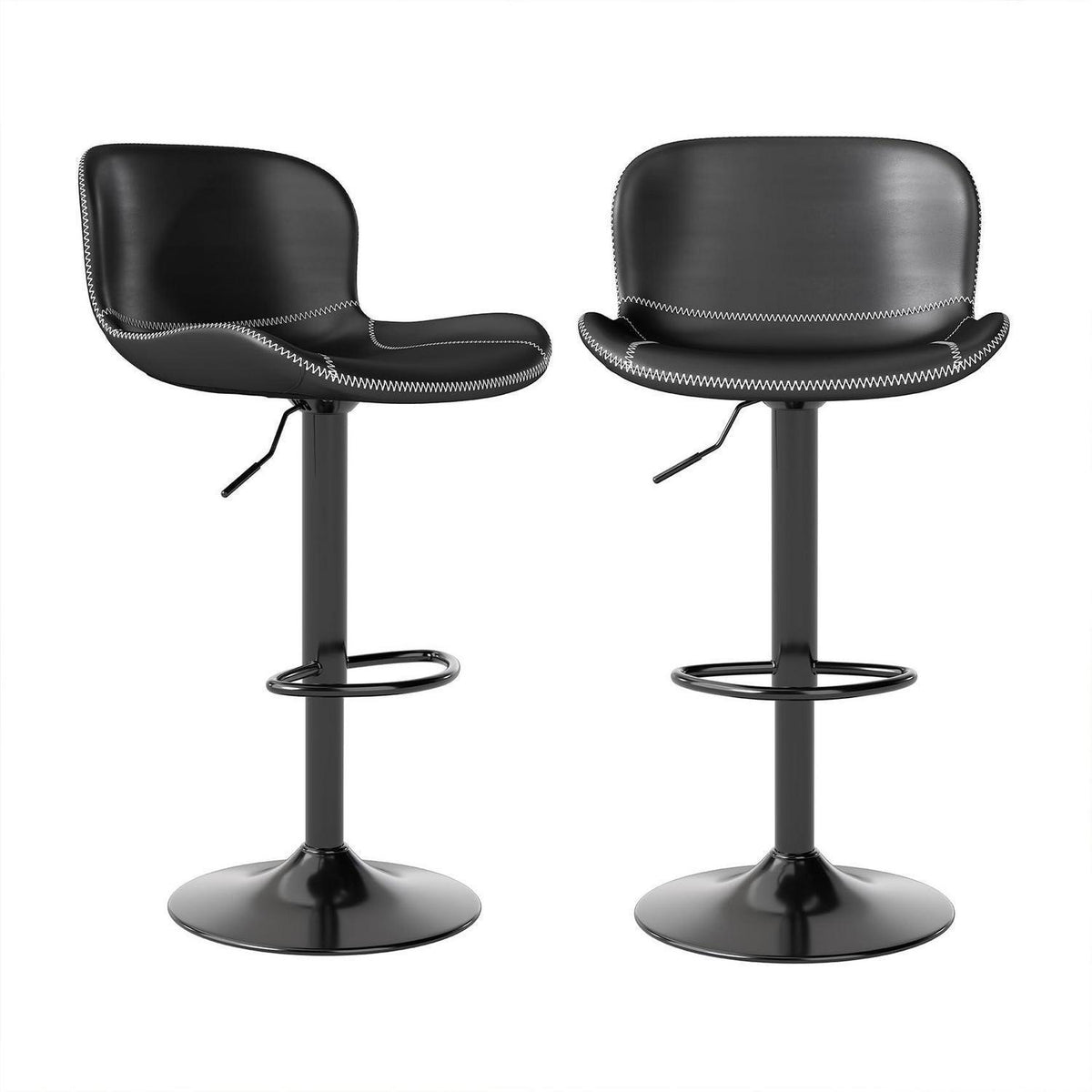 Verstellbarer Barhocker Set (2x) Schwarz in Lederoptik