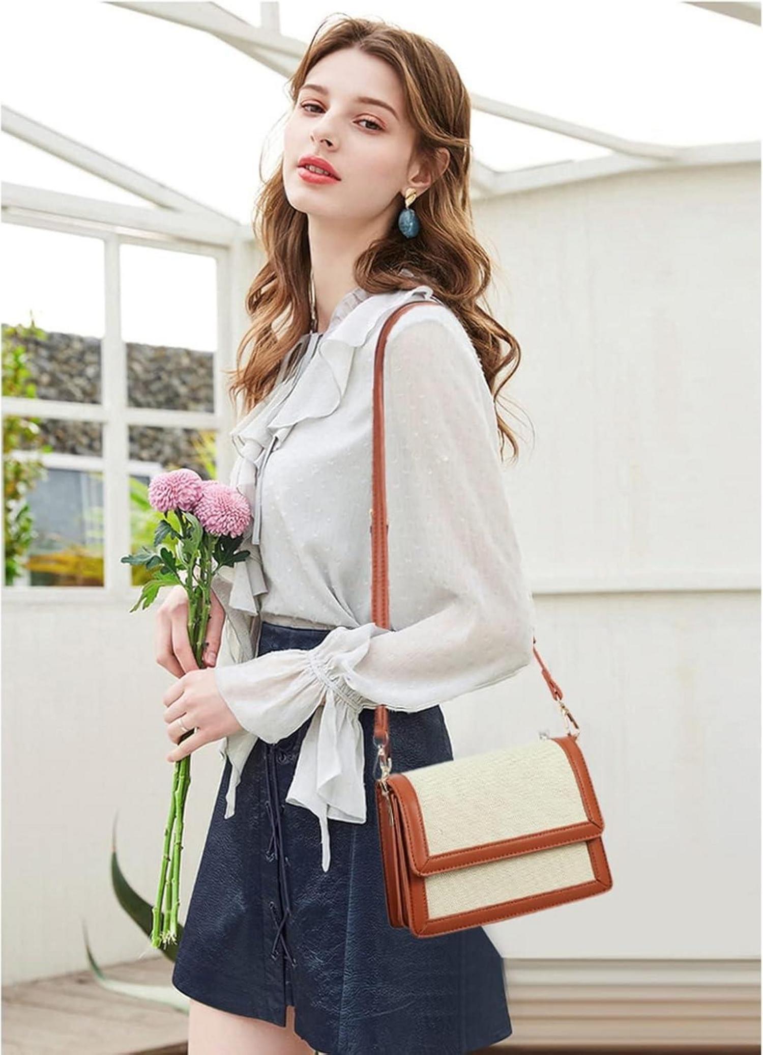 Damen Umhängetasche veganes Leder Crossbody Bag verstellbarer Riemen