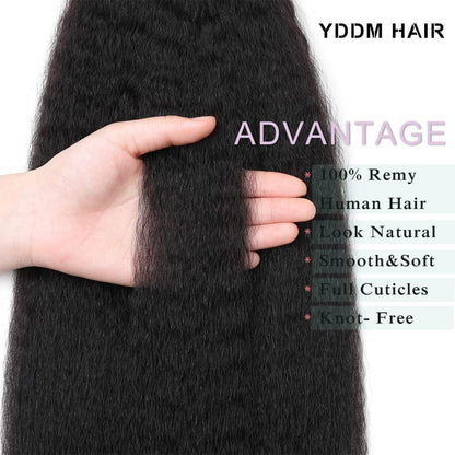 Echthaar Tape Extensions Schwarz Kinky Straight 22 Zoll