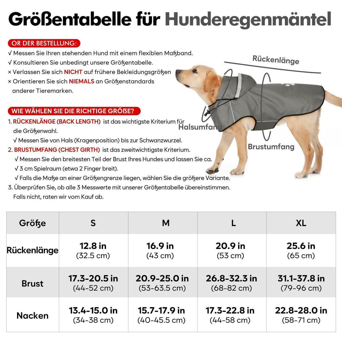 Hunderegenmantel wasserdicht & reflektierend Grau L