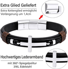 Lederarmband Herren Braun Schwarz Kreuz Design