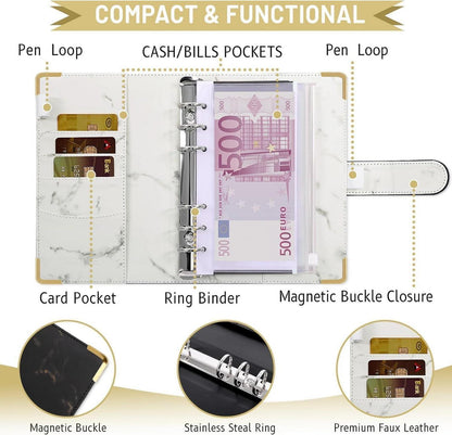 SKYDUE Budget Planner Deutsch Spar Challenge A6 Geld Organizer Haushaltsbuch Geldfächer Bugetplaner Startset