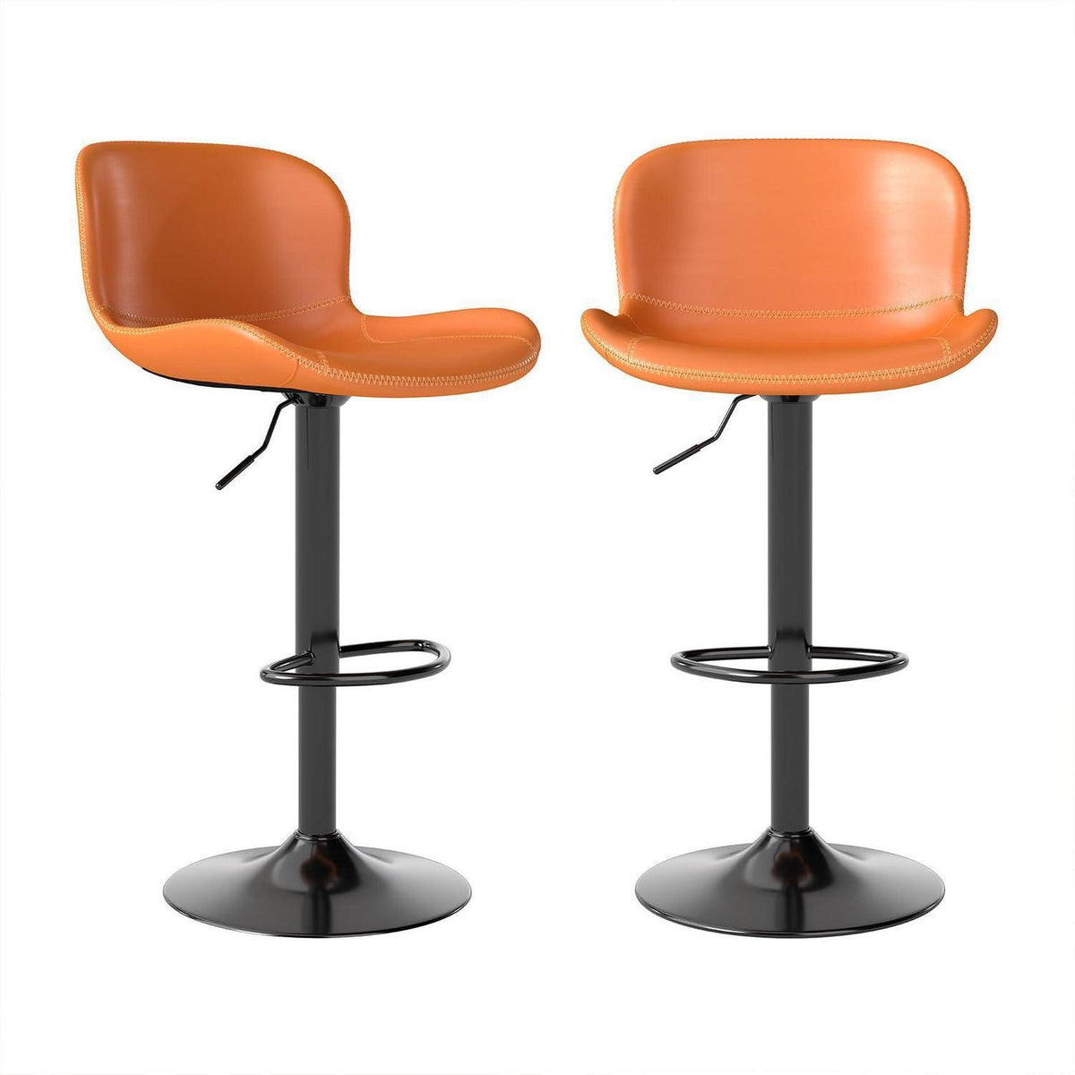 Verstellbarer Barhocker Set (2x) – Orange, Kunstleder