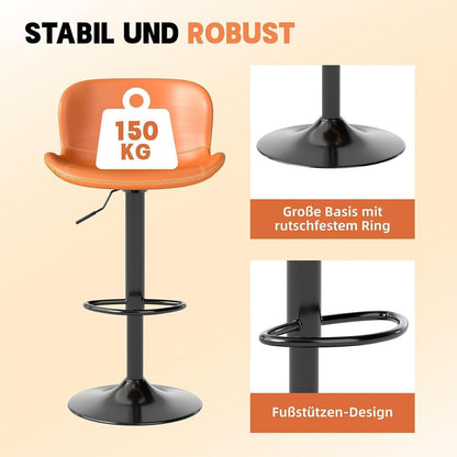 Verstellbarer Barhocker Set (2x) – Orange, Kunstleder