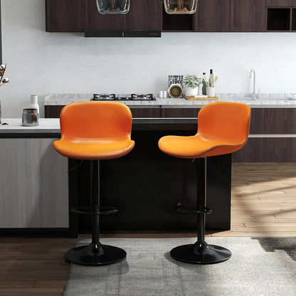 Verstellbarer Barhocker Set (2x) – Orange, Kunstleder