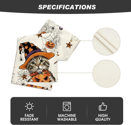 Katze Jack-o-Laterne Halloween Tischläufer 40x140 cm Herbst Dekor