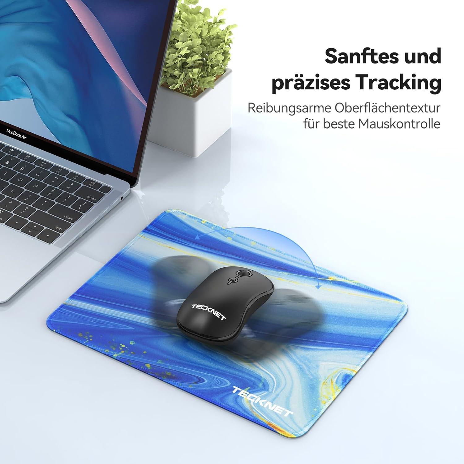 TECKNET Mauspad 28x21 cm Gaming Mousepad Wasserdicht Rutschfester Gummi PC Büro