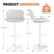 Verstellbarer Barhocker Set (2x) – Weiß in Lederoptik