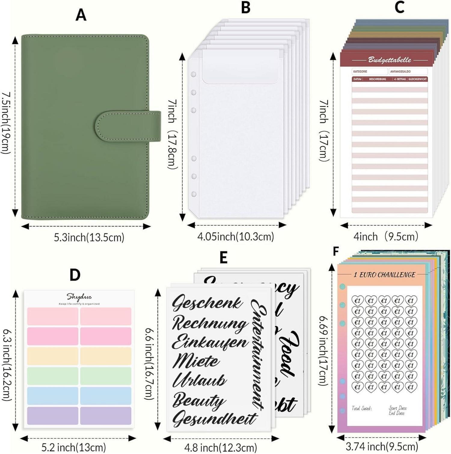 SKYDUE Budget Planner Sparbuch Geld Organizer Geldumschläge
