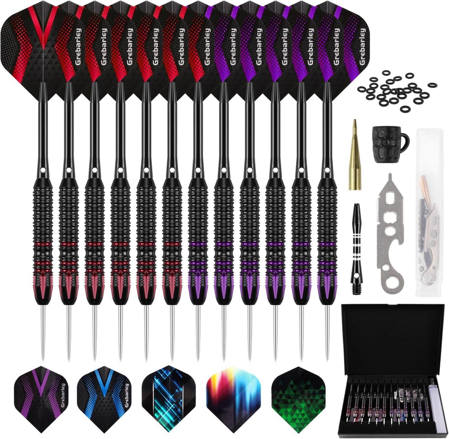 Dartpfeile Profi Steeldarts Aluminiumschaft 24g Lila und 22g blau