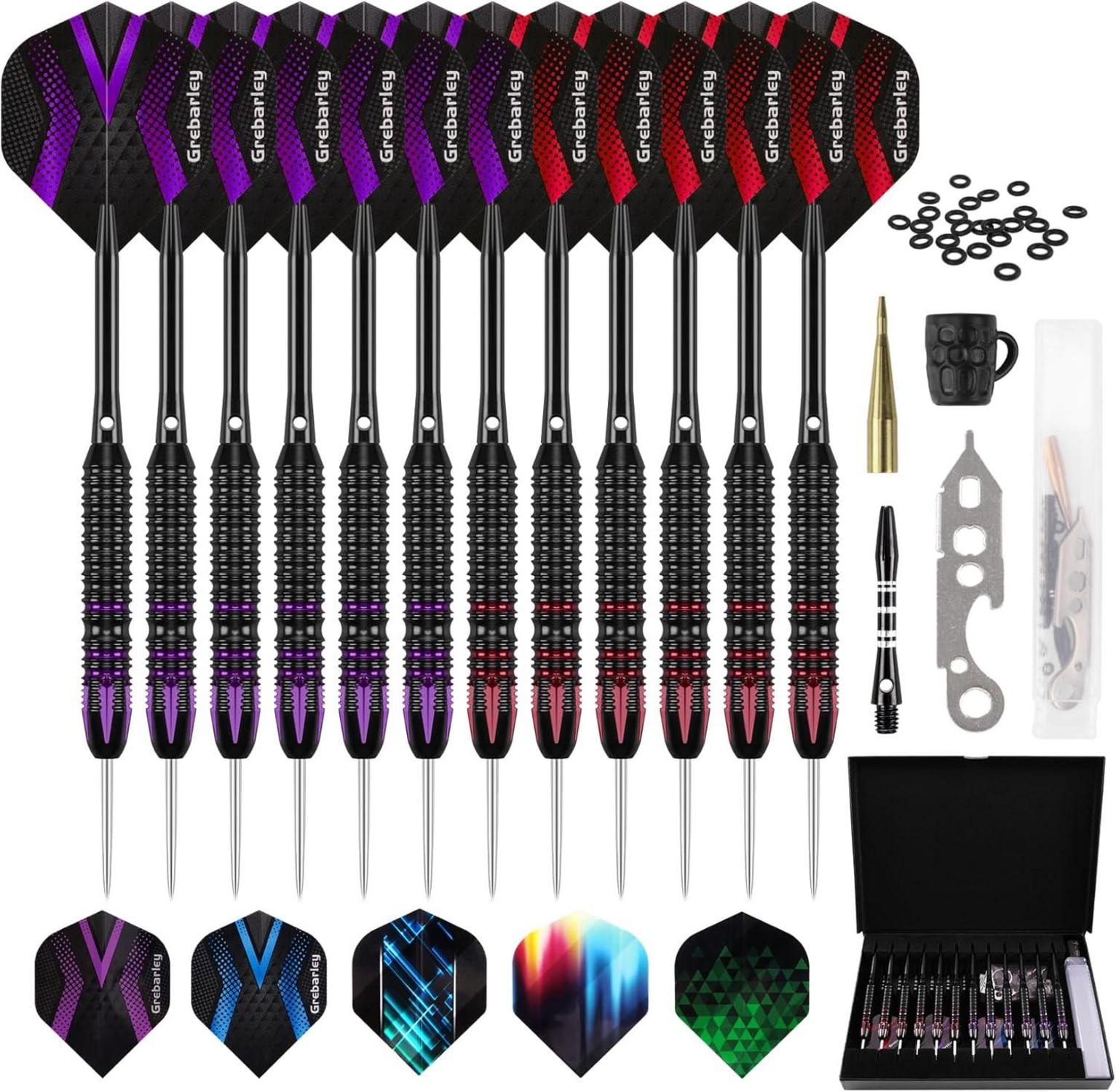 Dartpfeile Profi Steeldarts Aluminiumschaft 24g Lila und 22g blau
