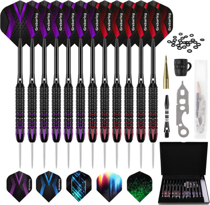 Dartpfeile Profi Steeldarts Aluminiumschaft 24g Lila und 22g blau