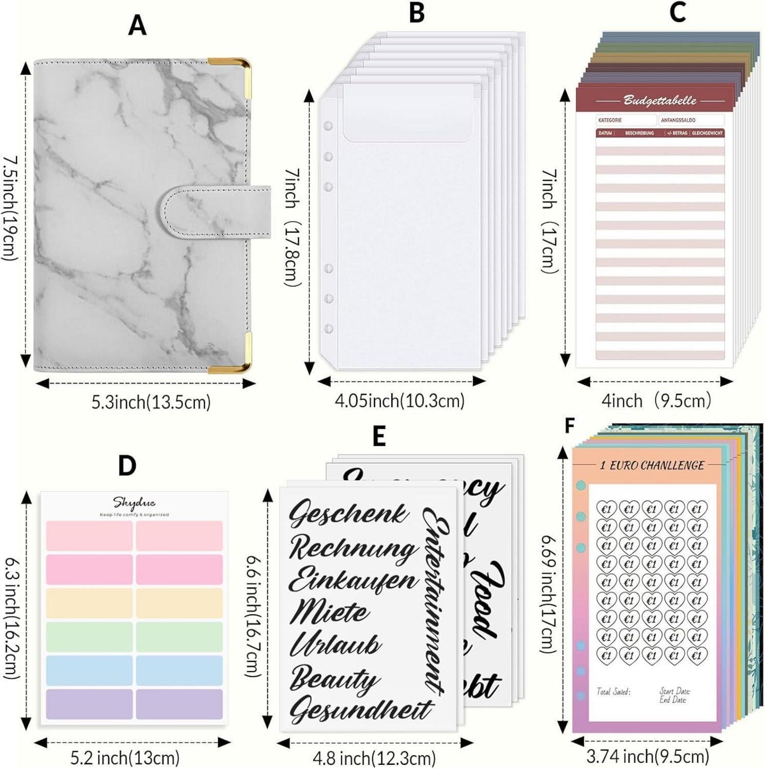 Budget Planner Deutsch Spar Challenge A6 Geld Organizer