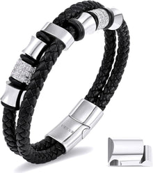 Lederarmband mit Kreuz und Evil Eye Design