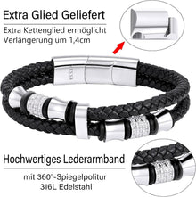 Herren Lederarmband mit Edelstahlkreuz 19cm-21,59cm