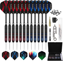 Profi Dartpfeile Steeldarts Set Metallspitze Aluminium Rot Blau
