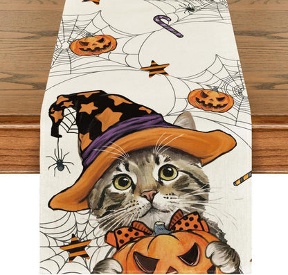 Katze Jack-o-Laterne Halloween Tischläufer Herbst Party Dekor