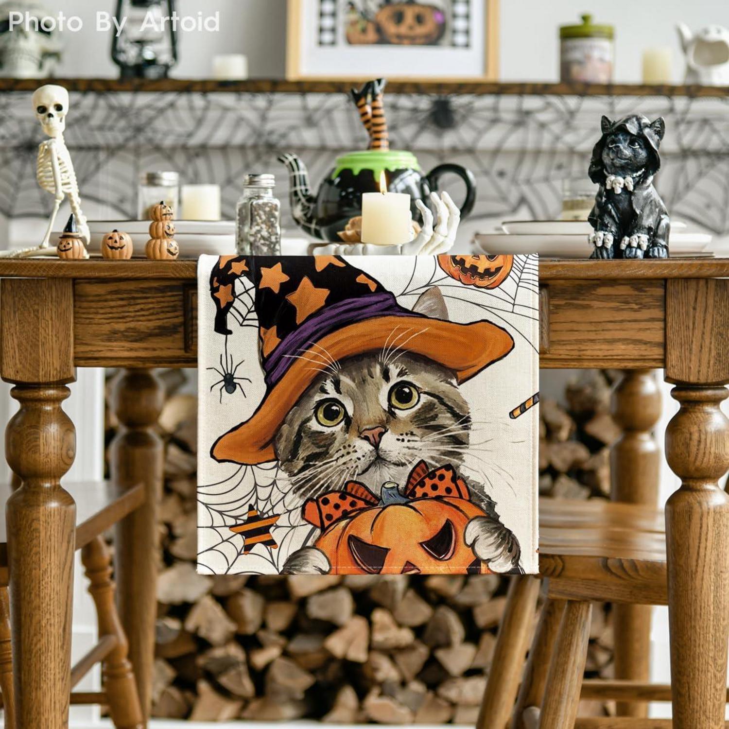 Artoid Mode Halloween Katze Tischläufer 40x180 cm Herbst