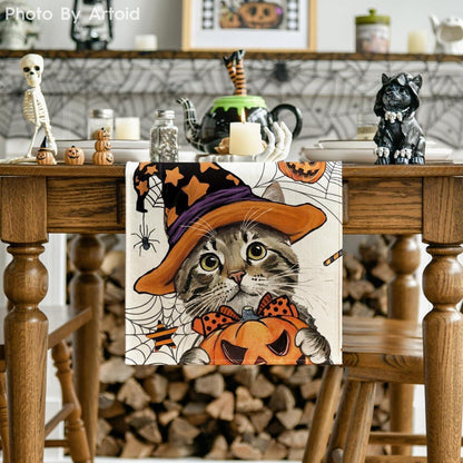 Artoid Mode Halloween Katze Tischläufer 40x180 cm Herbst
