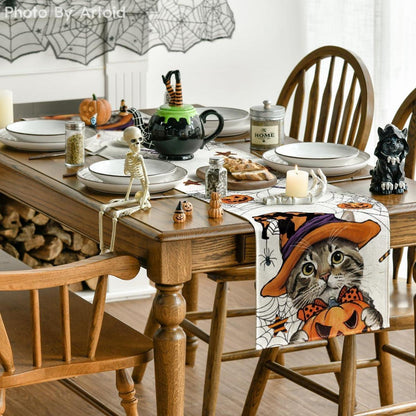 Artoid Mode Katze Halloween Tischläufer 40x180 cm Herbst Küche Party Dekor