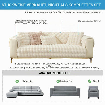 Weicher Sofaüberzug Kunstpelz Rutschfest Beige Weiß 90x240cm