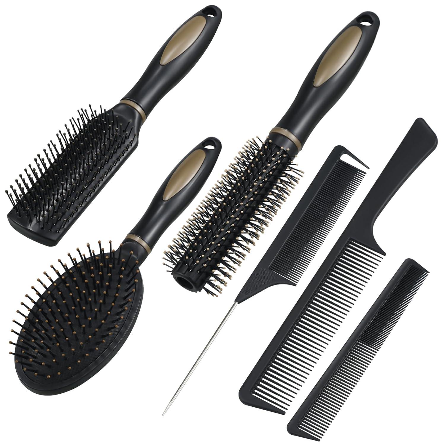 6-teiliges Haarbürsten Set für Frauen und Männer, Heimgebrauch, Reisen