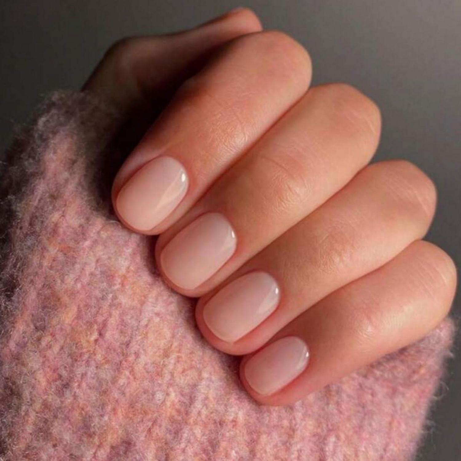 24 Nude Eckig Nägel Zum Aufkleben Kurz Glossy Einfarbig French Square
