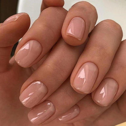 24 Stück Nude Eckig Kurz Press on Nails für Nails Art