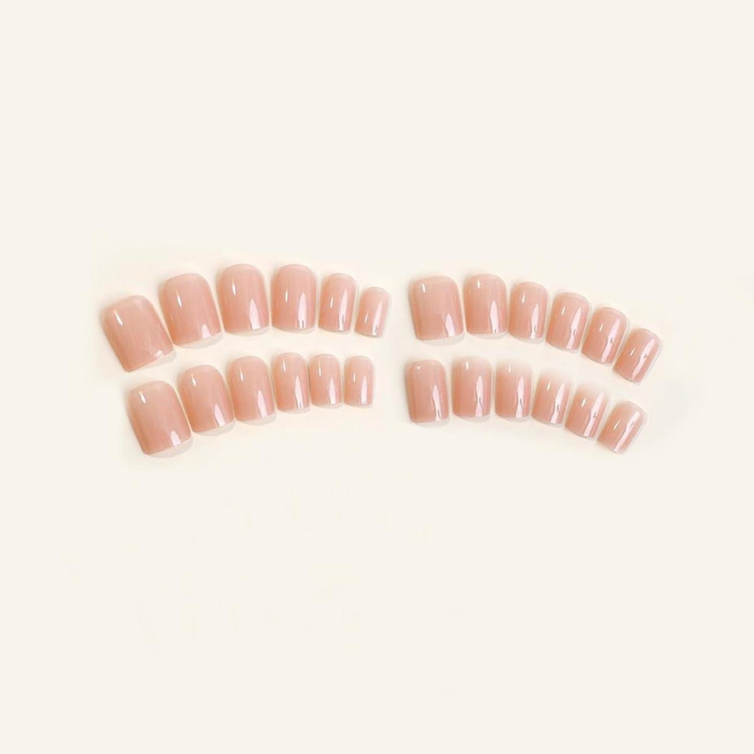 24x Kurze Nude Eckige Kunstnägel - Einfarbig Nagelset