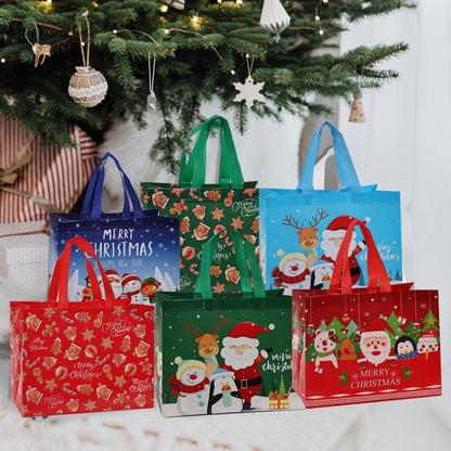 12er Pack Weihnachten Geschenk Taschen Stoff mit Griff 32x25x17cm Festliche Designs Gore Dad Weihnachtsfeier Party Dekoration xmas