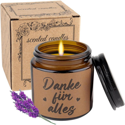 Lavendel Duftkerzen im Glas 100g - Entspannungs Geschenk für