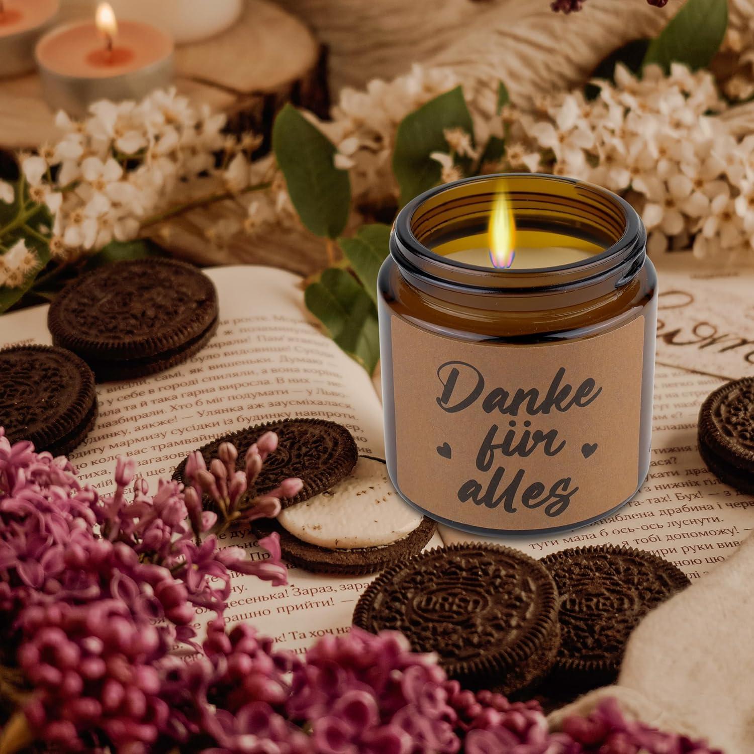 Dankeschön Geschenke Lavendel Duftkerze im Glas 100g für Frauen Entspannung