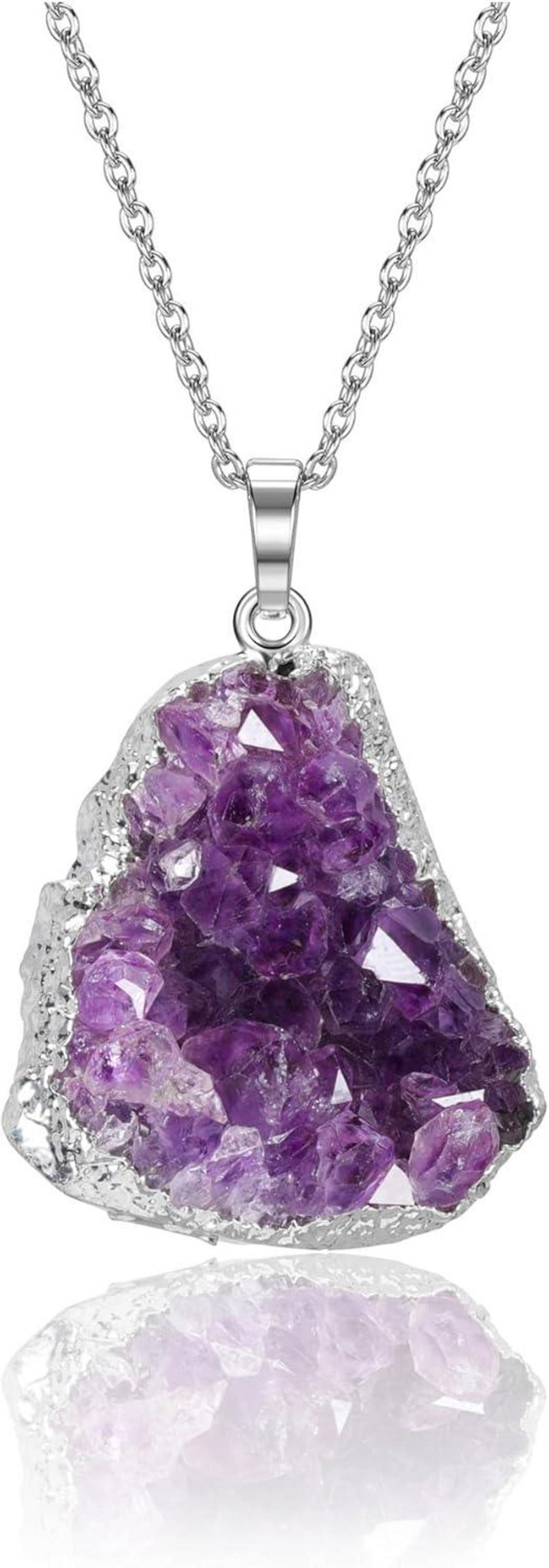 Amethyst Halskette Kristall Anhänger Heilsteine Glücksbringer
