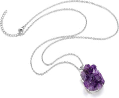 Natürliche Amethyst-Kristall Halskette für Damen 20 Zoll