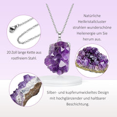 Amethyst Halskette Kristall Anhänger Heilsteine Glücksbringer
