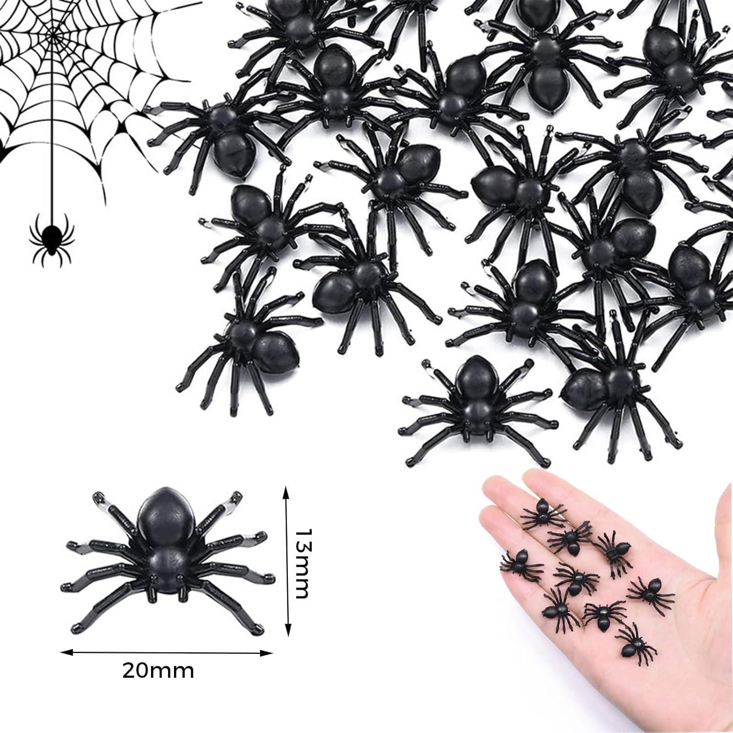 Halloween Deko: 100 Stück Realistische Spinnen - Kunststoff