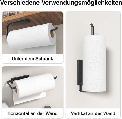 Niffgaff Küchenrollenhalter Selbstklebend Aluminium 31 cm Schwarz
