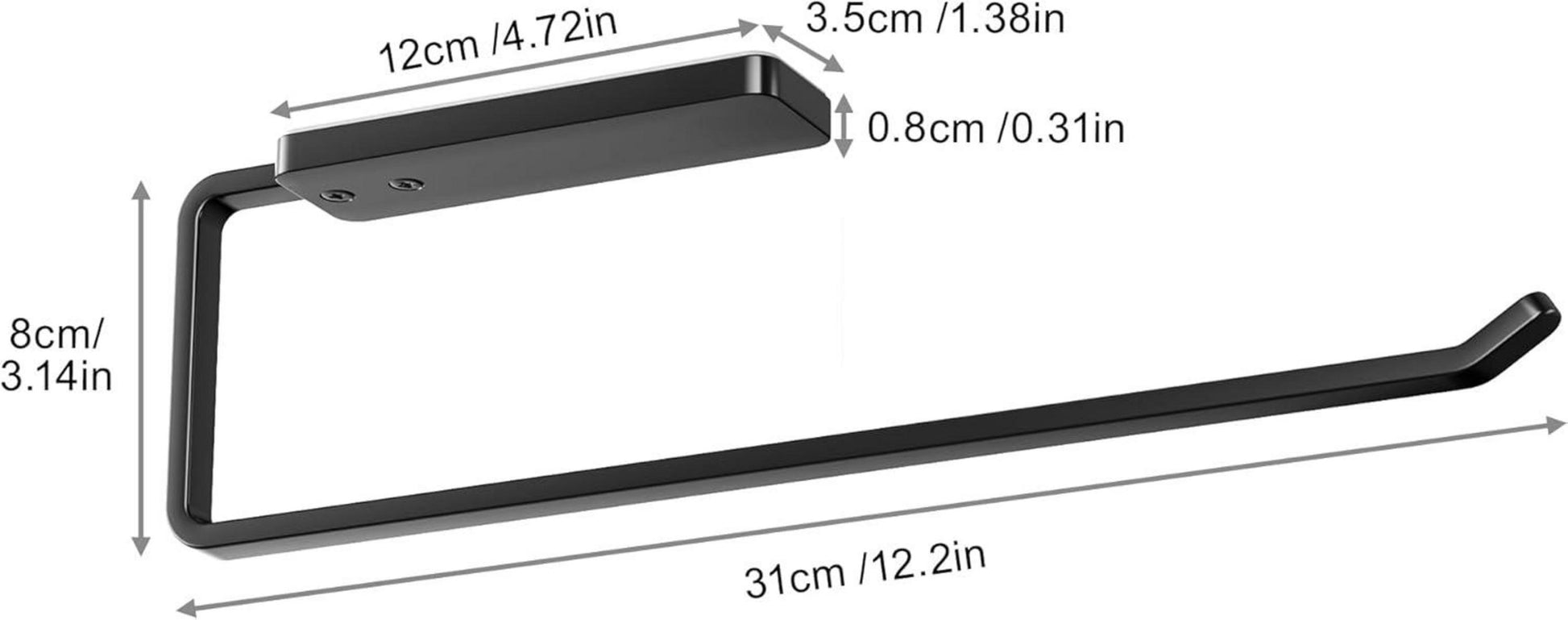 Selbstklebender Küchenrollenhalter Aluminium 31cm Schwarz
