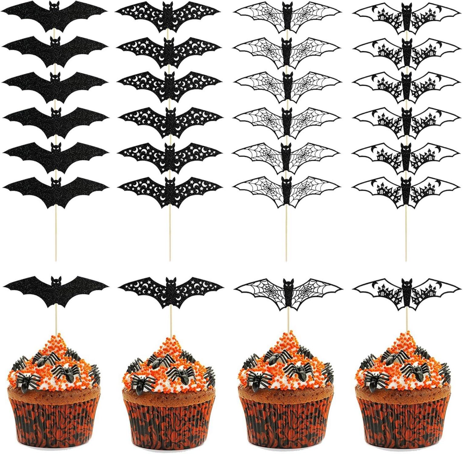 Halloween Cupcake Toppers Set Fledermaus Party Deko 24 Stück