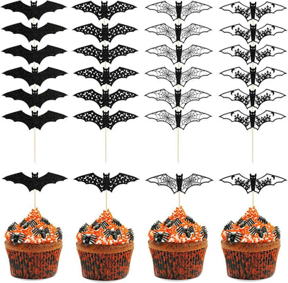 Halloween Cupcake Toppers Set Fledermaus Party Deko 24 Stück