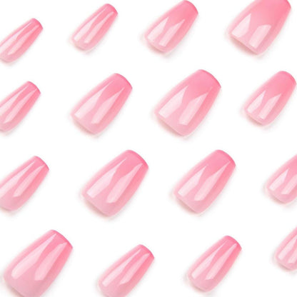 24 Stück Light Pink Sarg Nägel Zum Aufkleben Mittel,Gradient Weiß Press on Nails,Ballerina Kunstnägel Fake Nails für Nail Art,Acryl French Fingernägel